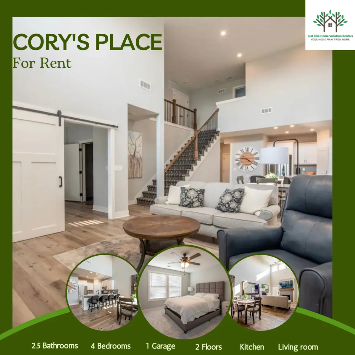 The image showcases a spacious, welcoming living area with plush seating arranged around a round coffee table, an inviting staircase in the background, and a sense of warmth ideal for gatherings. The open, accessible layout hints at inclusivity, making the space perfect for family get-togethers, movie nights, and relaxed evenings.